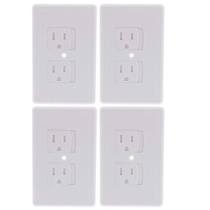 TEHAUX 4 Pack Self-Closing Outlet Covers, ABS, White Finish