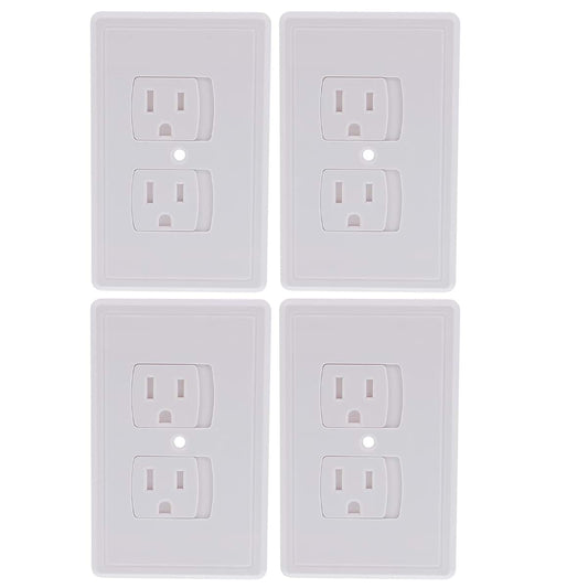 TEHAUX 4 Pack Self-Closing Outlet Covers, ABS, White Finish