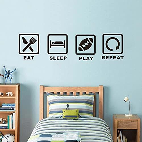 YOYOYU ART HOME DECOR Vinyl Sports Wall Sticker Eat Sleep Play Football Repeat