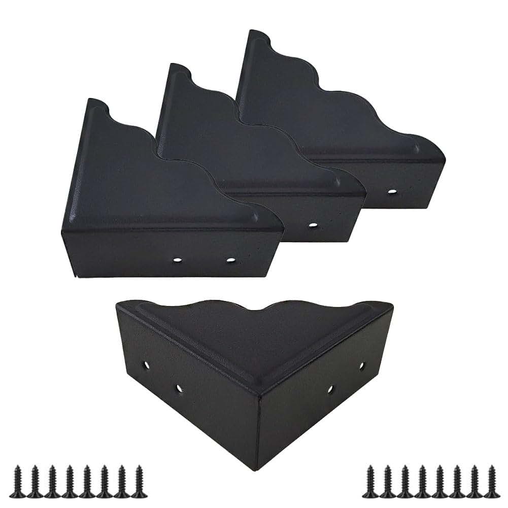 Hetyskluy Black Metal Corner Protector 4-Pack L-Shape Guards