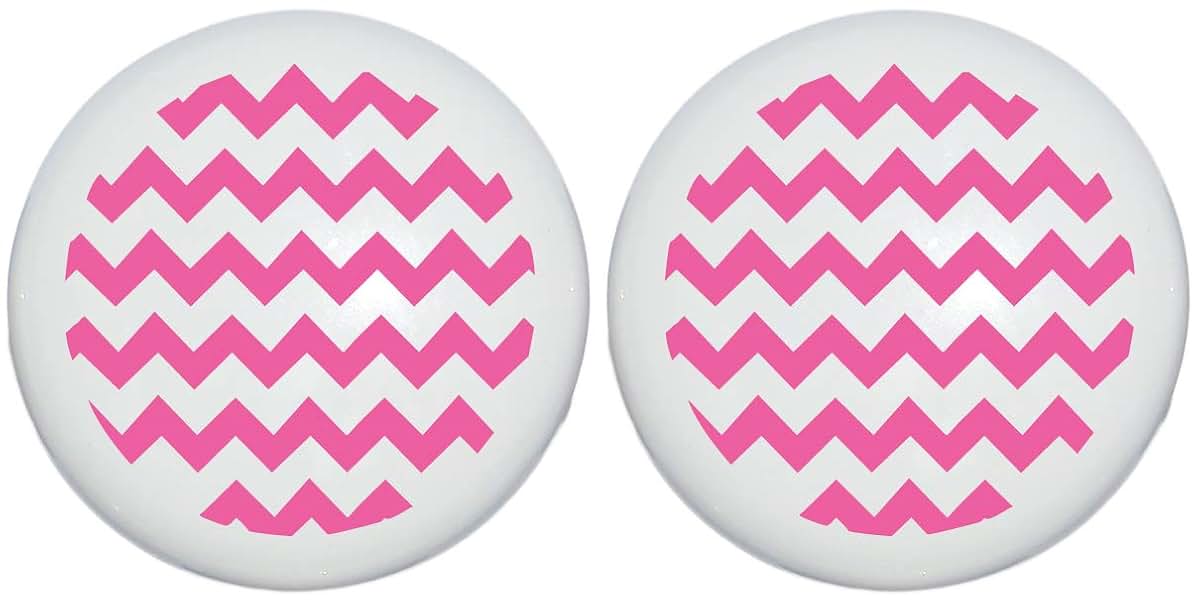 Hot Pink Chevron Ceramic Drawer Knobs for Nursery Decor (Set of Two)