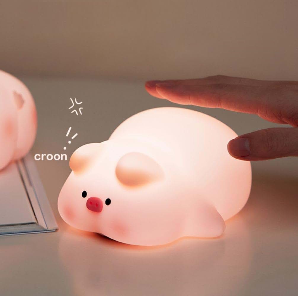 KRE MANPHI Cute Pig Night Light Silicone Squishy Piggy Touch Lamp (photo 2)