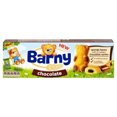 Barny Chocolate Kids Sponge Bear Biscuits 5 Packs 30G Case Of 7