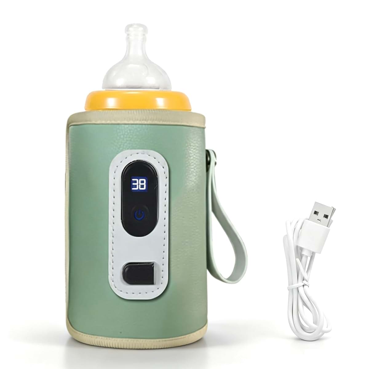 equlup Milk Bottle Warmer, Digital Drink Heat Keeper with USB Cable (Green)