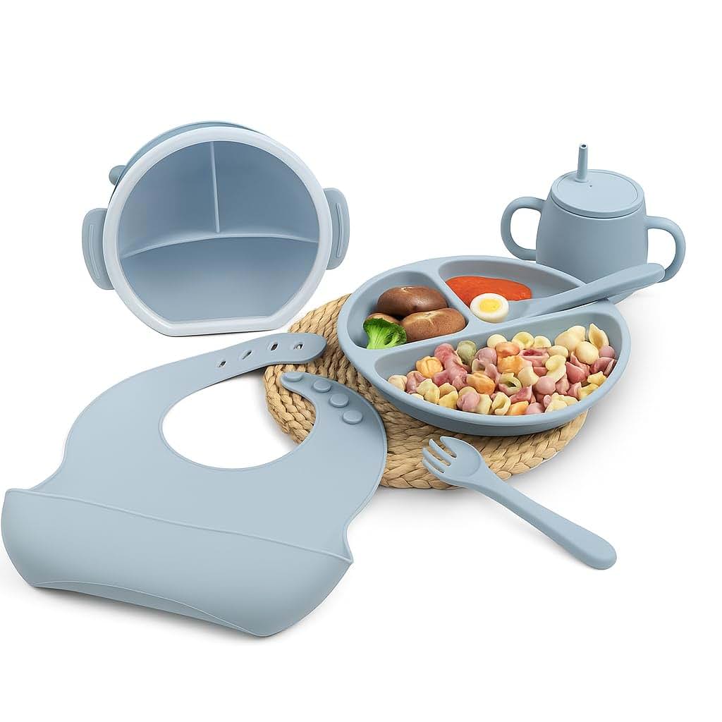 KT-Hudson Home Silicone Bowl and Plate Set in Blue