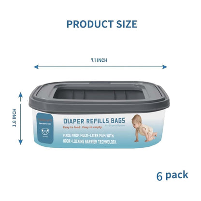 Kpptyty Standard Square Diaper Pail Refill Bags - 6 Pack (photo 3)