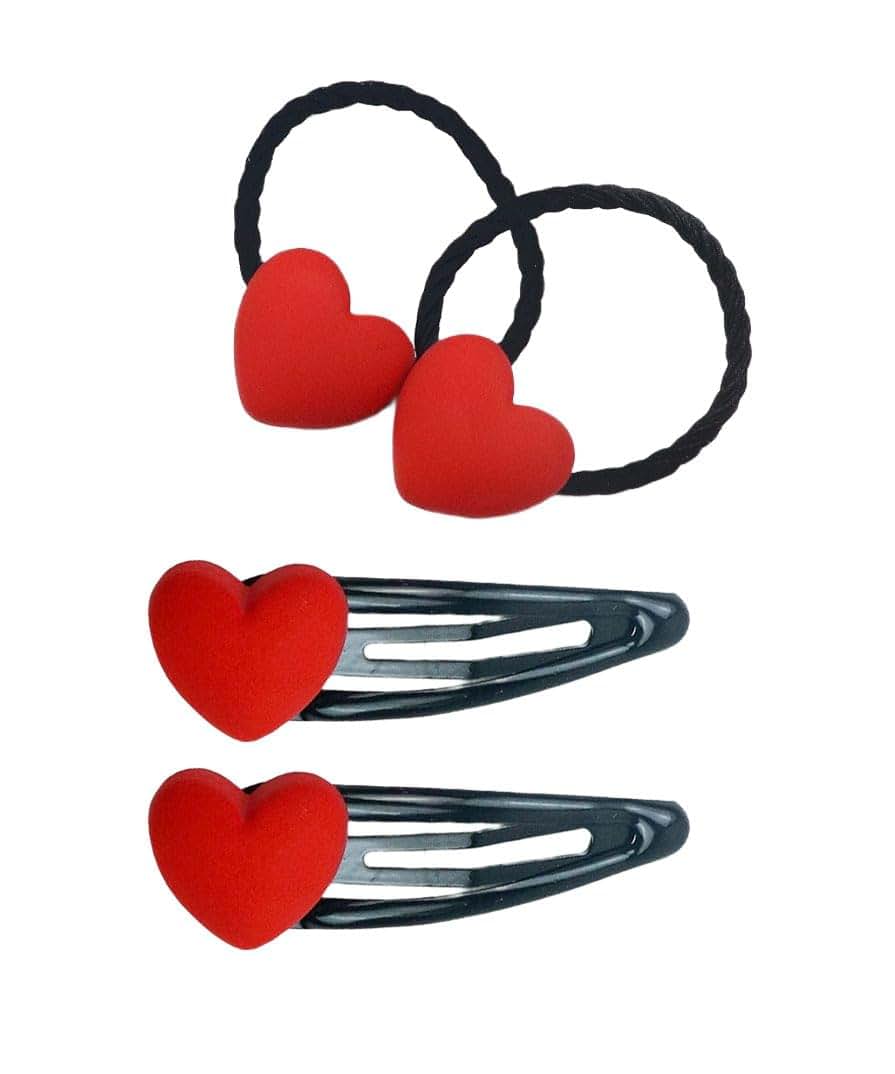 JustMyDress Valentine's Day Red Headband Bow Hair Clips Set for Baby Girls, 4 Pcs
