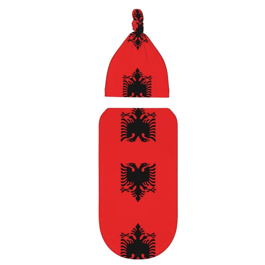 BLWSLC Albanian Flag Newborn Swaddle Bag Set with Hood for Babies 0-6 Months