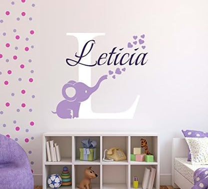 Decalzone Inc Personalized Elephant Hearts Name Wall Decal