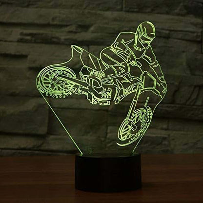 Jinnwell 3D Dirt Bike Motocross Night Light Lamp Illusion 7 Color Changing Touch Switch Table Desk Decoration Lamps (photo 4)