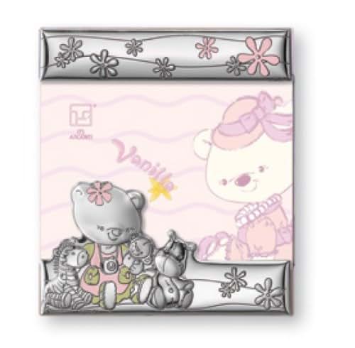 Sterling Touch .925 Sterling Silver Picture Frame Girl (5" x 7)". Made in Italy (Vanilla Bear)