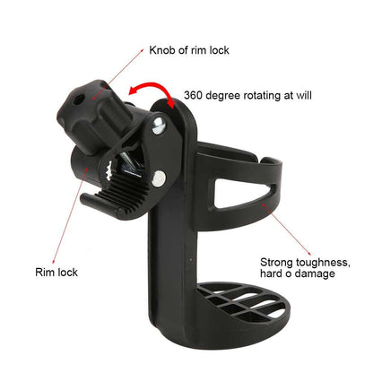 Keenso 360 Degree Universal Stroller Cup Holder, Bottle Storage Rack, PP Material