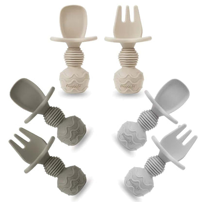 PandaEar 6 Pack Silicone Baby Spoon And Fork Feeding Set
