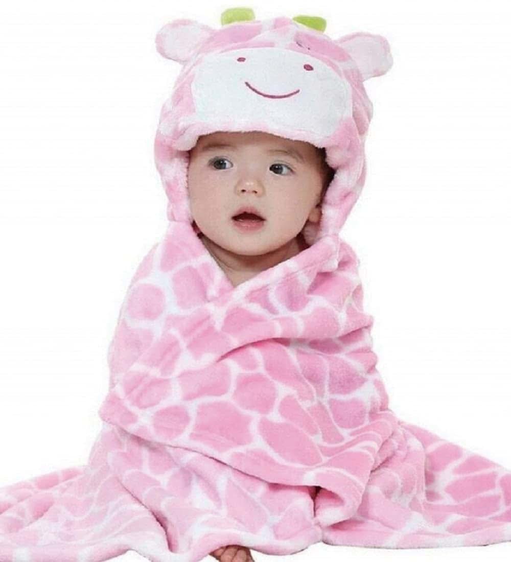 Baby One Stop Gneliwm Coral Fleece Hooded Blanket for Infants
