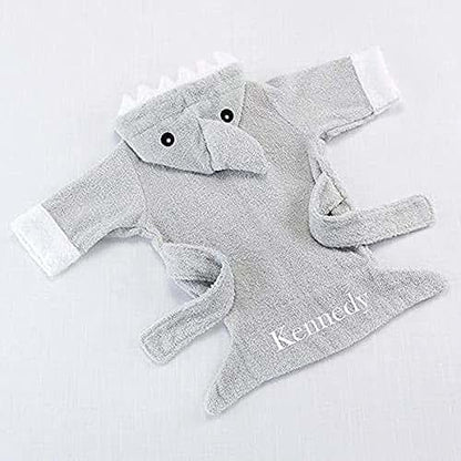 Baby Aspen Hooded Shark Robe,Let The Fin Begin, Ultra Soft Gray Cotton Terry Toddler/Baby Boy Towel, Baby Shower (photo 4)