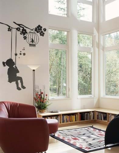 Stickalz Girl on Swing Children Decal Vinyl Wall Sticker