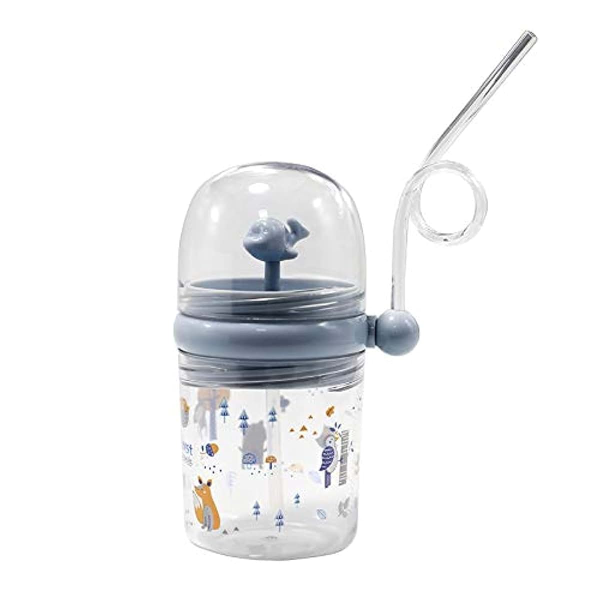 viva story Whale Squirting Cup Cartoon Cute Plastic Water Bottle Toddler Tumbler with Straw Lid Kids Children Water
