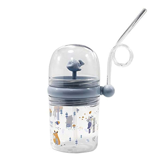 viva story Whale Squirting Cup Cartoon Cute Plastic Water Bottle Toddler Tumbler with Straw Lid Kids Children Water