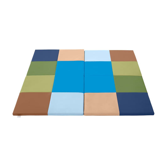 ECR4Kids Folding Activity Play Mat, Soft Play, 48in Square, Earthtone