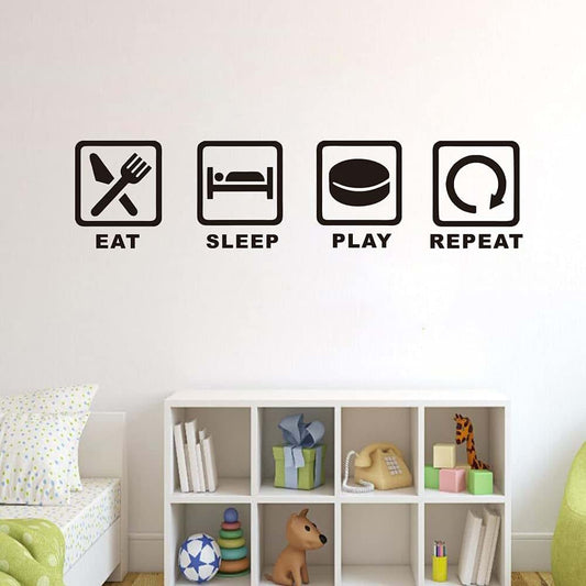 YOYOYU Art Home Decor Vinyl Sports Wall Sticker Eat Sleep Play Hockey Repeat