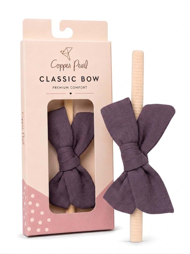 Copper Pearl Baby Bows Headbands for Baby Girls, Plum