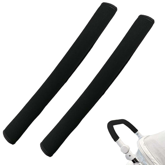 2-Pack Stroller Handlebar Cover, 18.7 Inch Black Pushchair Armrest Protector With Velcro
