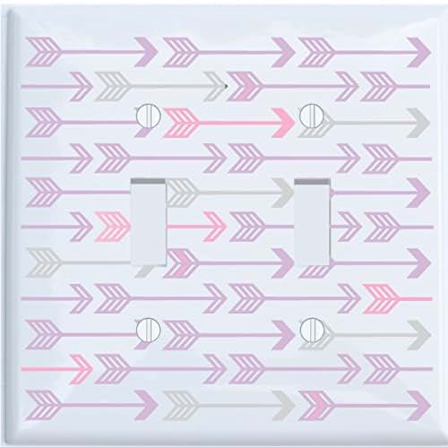 Presto Wall Decals Pink Grey and Purple Arrow Print Double Toggle Light Switch Plate Cover