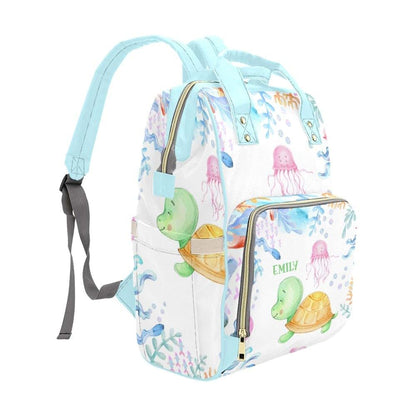 Nzoohy Sea Turtle Personalized Diaper Backpack With Custom Name (photo 2)