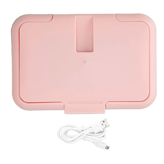 JAOCDOEN Baby Wipe Warmer Constant Temperature Evenly Heating Portable USB Wet Wipe Heater Pink