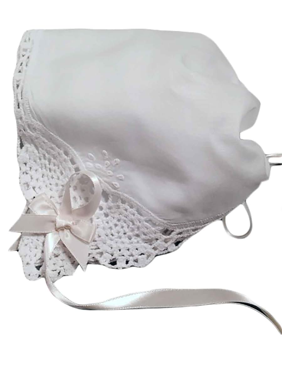 Angel Lace Christening Handkerchief Bonnet by The Christening Corner