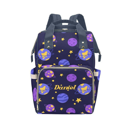 NZOOHY Space Planets and Stars Personalized Diaper Bag Backpack,Custom Name Diaper Backpack Nursing Baby Mommy Bag for