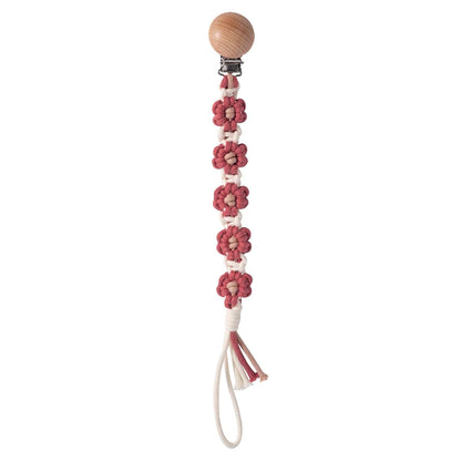 Pacifier Clip Holder - Floral Daisy Macrame Braided Cotton Binky Clips