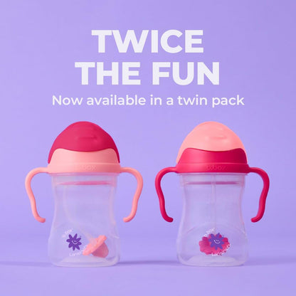 B.box + Lansinoh Weighted Straw Sippy Cup 2 Pack, Tutti Frutti & Raspberry