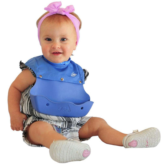 The Little Monkey Company Philip Bib - 2 -in-1 Waterproof Baby Bib with Silicone Crumb Catcher, Full Coverage High Neck