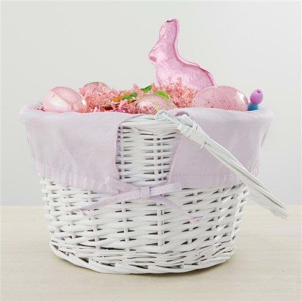 Personalization Universe Personalized Classic White Easter Basket – Embroidered Light Blue Basket Liner – Custom Kids (photo 3)