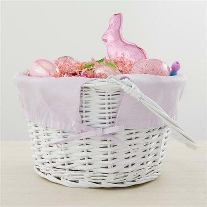 Personalization Universe Personalized Classic White Easter Basket – Embroidered Light Blue Basket Liner – Custom Kids (photo 3)