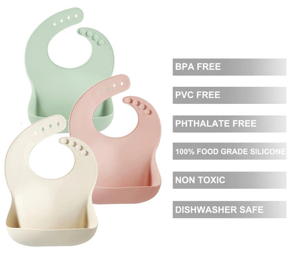 PandaEar Silicone Baby Bibs Set of 3