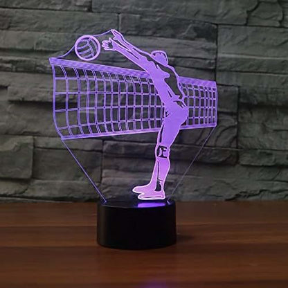 Jinnwell 3D Play Volleyball Night Light Lamp Illusion 7 Color Changing Touch Switch Table Desk Decoration Lamps with (photo 3)
