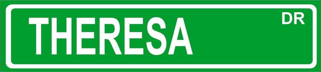 Theresa Green Aluminum Street Sign 4x18 Indoor Outdoor Decor