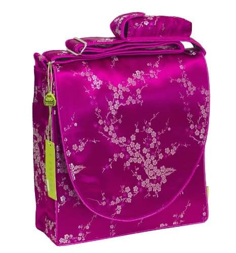I Frogee Hot Pink-Silver Cherry Blossom Brocade Diaper Bags 12x12x4"