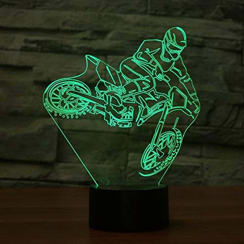 Jinnwell 3D Dirt Bike Motocross Night Light Lamp Illusion 7 Color Changing Touch Switch Table Desk Decoration Lamps (photo 3)