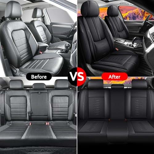Cresater Car Seat Covers for Subaru Outback 2000-2025, Full Set Faux Leather, Black