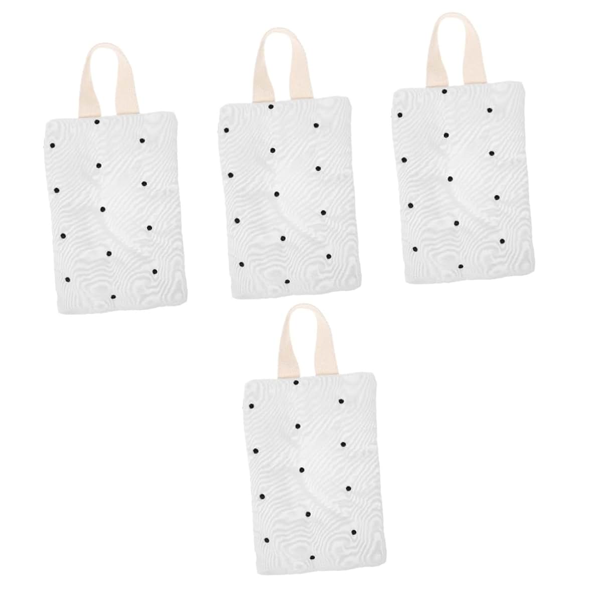 Totority 4 Pack Cotton Wipes Holder Bag with Hanging Loop, Beige