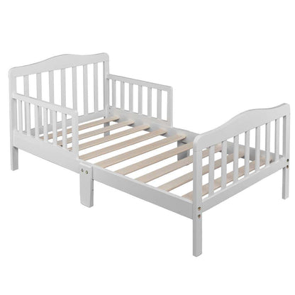 Volowoo White Classic Wood Bed Frame With Guardrails