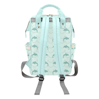 YallLocoMo Personalized Diaper Bag Backpack Name Stripe Dolphins Mint Green Convenient and Durable: Waterproof (photo 2)