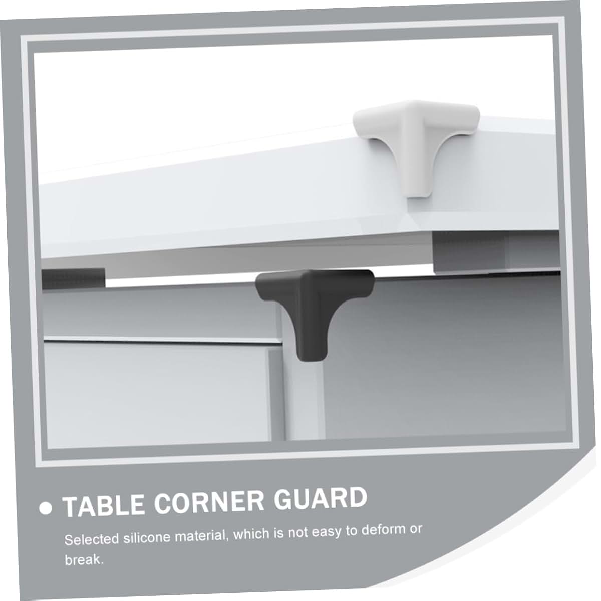 COOLHIYA 4-Piece Silicone Corner Guards for Furniture, Grey, Cuttable Length