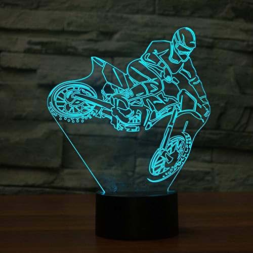 Jinnwell 3D Dirt Bike Motocross Night Light Lamp Illusion 7 Color Changing Touch Switch Table Desk Decoration Lamps
