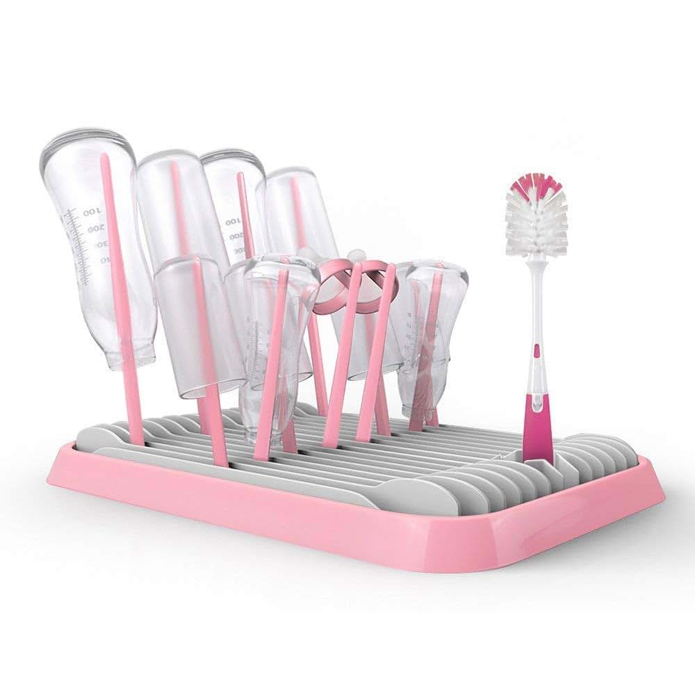 Sankoo Baby Bottle Drying Rack with Tray，High Capacity Foldable Countertop Bottle Holder for Bottles, Teats, Cups, Pump
