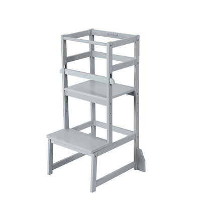 Zytty Toddler Step Stool Adjustable-Height Kitchen Tower - Grey