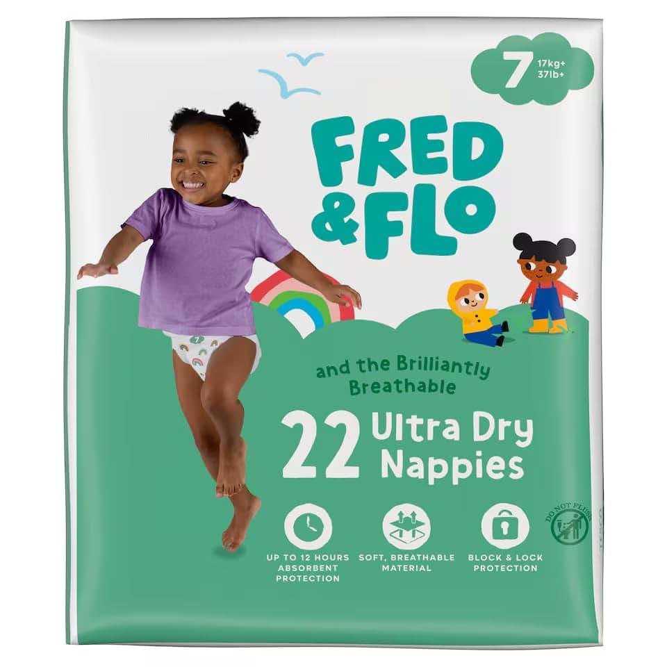 2X Fred & Flo Size 7 Nappies 22 Pack (photo 2)